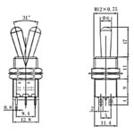 Mini Switch DPDT, On-On, de seis pines, palanca grande