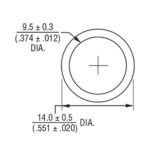 Diagrama Golilla Plana de 14 mm de diámetro, para potenciómetros con hilo de 3/8 de pulgada. 9,5 diámetro interior