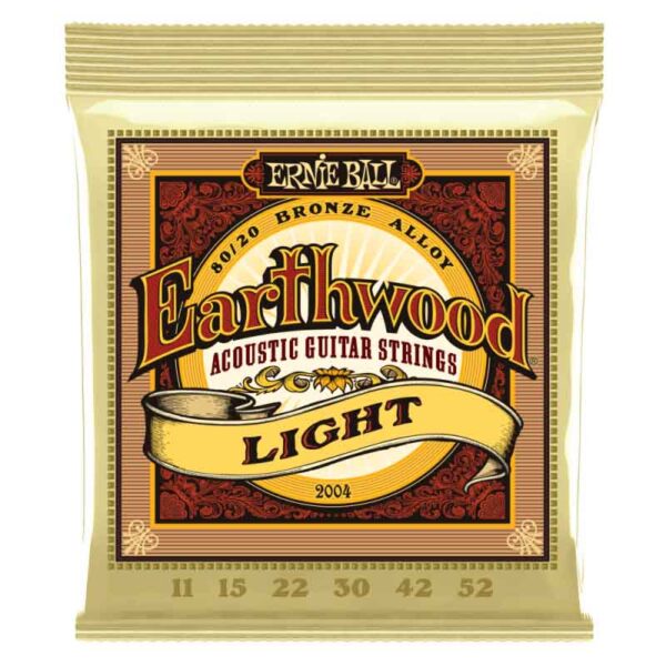 Cuerdas Ernie Ball  11-52 - Earthwood Light 80/20  Bronze Alloy (2004). Set de 6 cuerdas para guitarra acústica:  11 - 15 - 22w - 30 - 42 - 52.