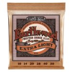 Cuerdas Ernie Ball  10-50 - Earthwood Extra Light Phosphor Bronze (2150). Set de 6 cuerdas para guitarra acústica:  10 - 14 - 20 - 28 - 40 - 50.