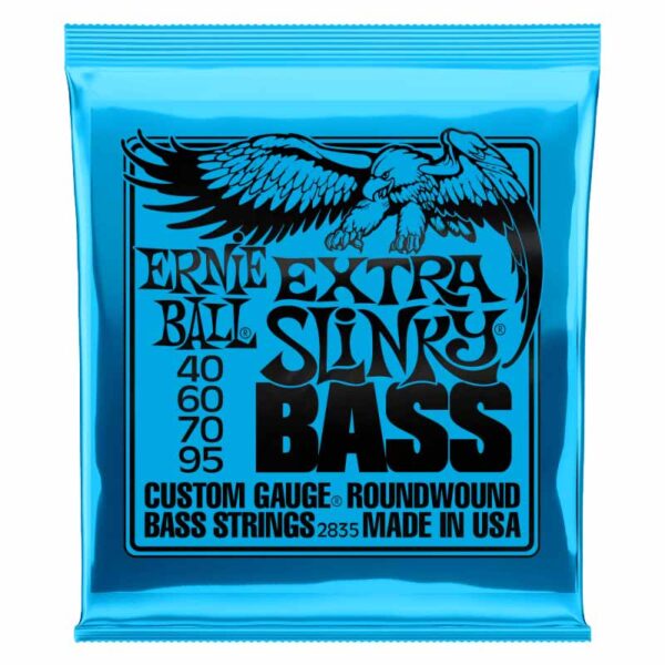 Cuerdas Ernie Ball Bass  40-95  Extra Slinky (2835). Set de 4 cuerdas de Bajo Eléctrico:   40 - 60 - 70 - 95.