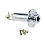 Jack con Endpin para guitarras y bajos acústicos, utiliza 3 tornillos de fijación. Color Cromado